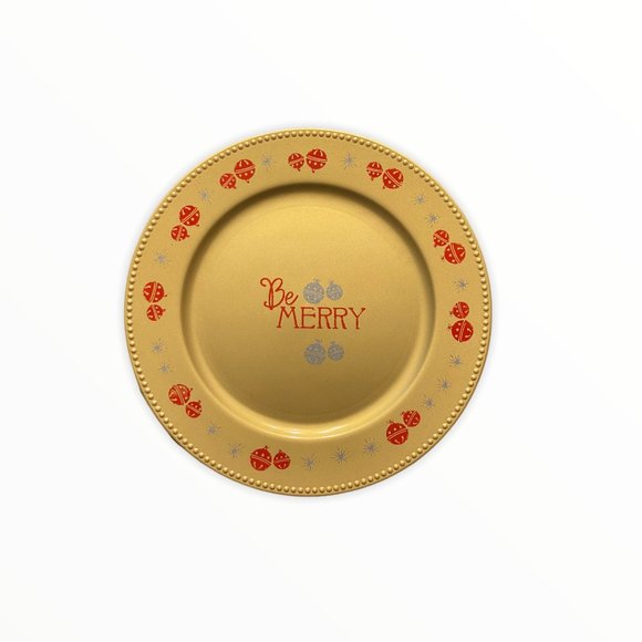 "Be Merry" decorative Charger Plates (4) - Picture 2 of 2